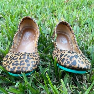 EUC Leopard print Tieks. Box, flower, shoe bag & tote included.